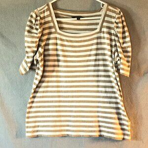 Ralph Lauren Stripped Cotton Jersey Tee Puff Sleeves Size Large